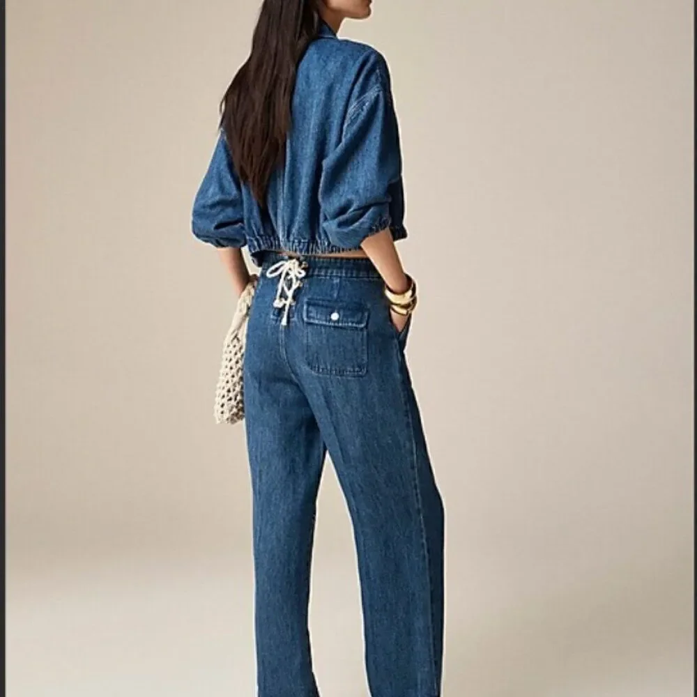 J. Crew BZ734 Lace-up drapey wide-leg jean size 34 NWT